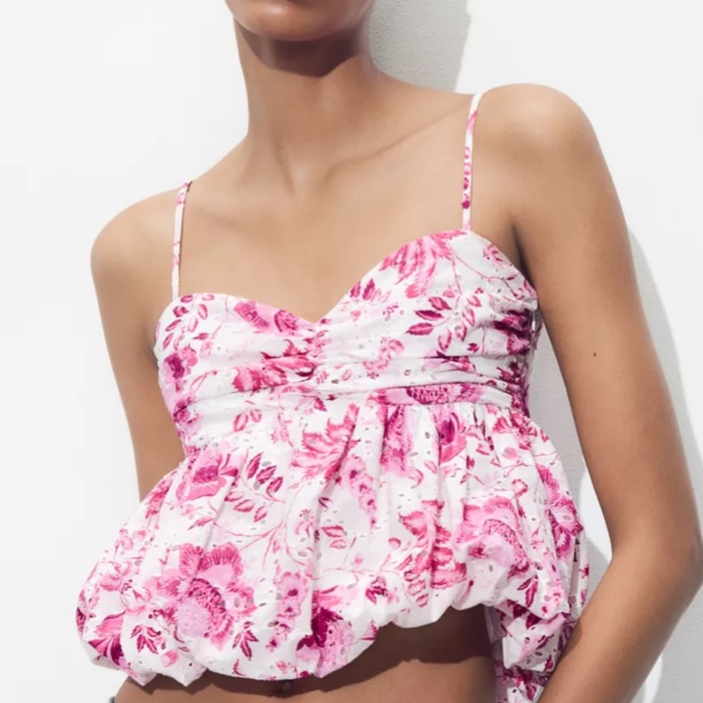 Zara Cream Camisole with Ruffled Bustier Style NWOT!!!
